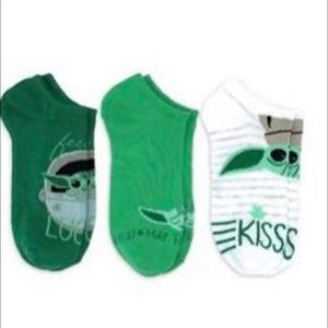 Baby Yoda 3packs green women’s no show socks: Size 4-10